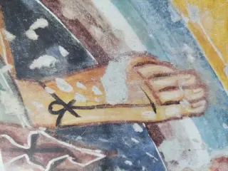 Affresco (dal pannello illustrativo) - Chiesa di Santo Stefano e Santa Libera o Liberata a Rocca d'Arazzo