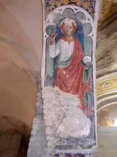 Sottarco seconda campata Nord odierna, affreschi -eps Salvator mundi - Ex Chiesa dei Santi Pietro e Paolo a Caraglio