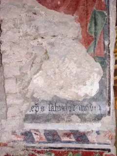 Sottarco seconda campata Nord odierna, affreschi -eps Salvator mundi - Ex Chiesa dei Santi Pietro e Paolo a Caraglio