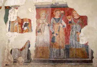 Sante Apollonia, Agata, Lucia - Affresco - Oratorio della Madonna delle Grazie o la Chiesetta a Benna